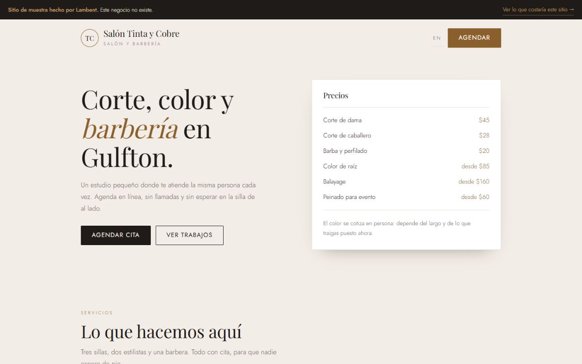 Salón Tinta y Cobre — concept site